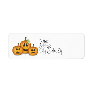 Etiqueta Calabazas Whimsicales de Halloween Jack O'Lanterns