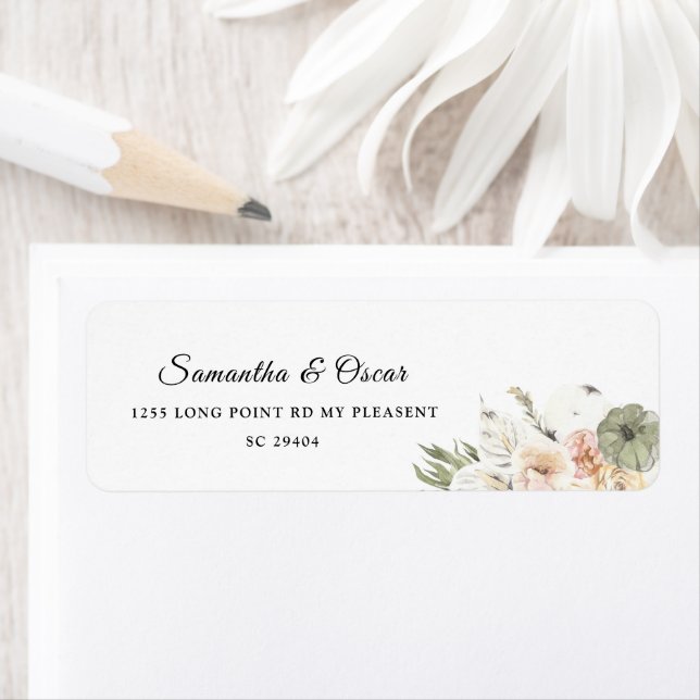 Etiqueta Calabazas y flores acuáticas modernas (In situ)