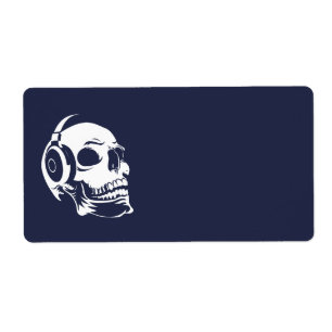 Etiqueta Calavera con auriculares