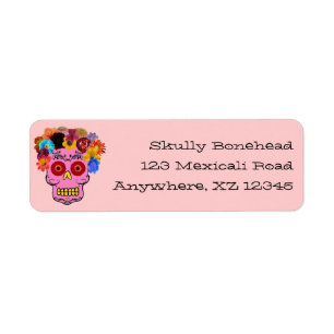 Etiqueta Calavera de azúcar floral