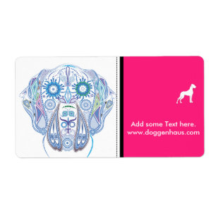 Etiqueta Calavera de Gran Danés Azucarado