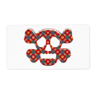 Etiqueta Calavera divertida y colorida