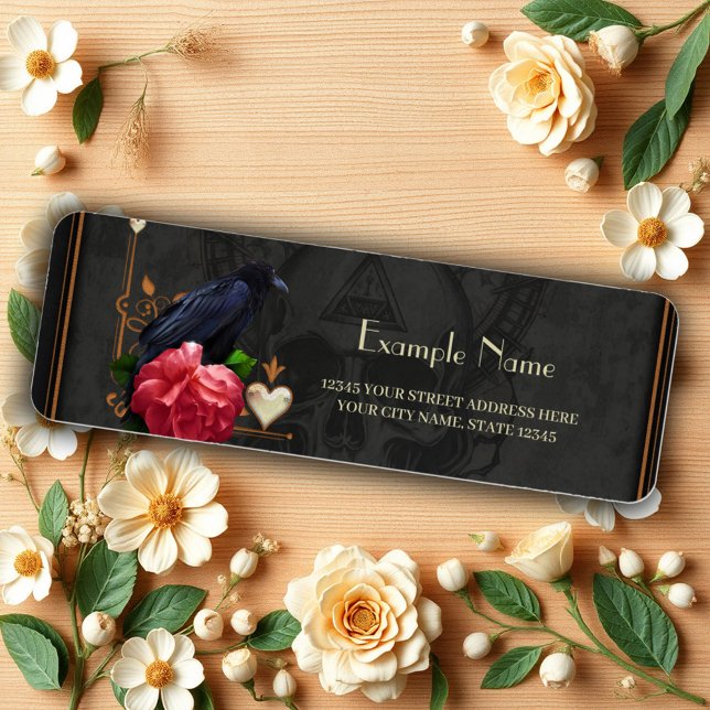 Etiqueta Calavera gótica y Raven. (Subido por el creador)