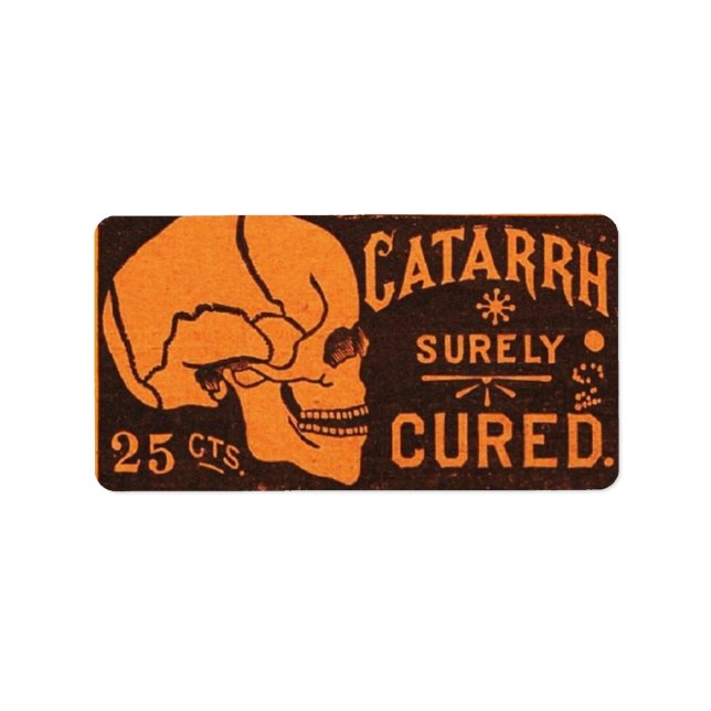 Etiqueta Calavera medicinal vintage (Frente)