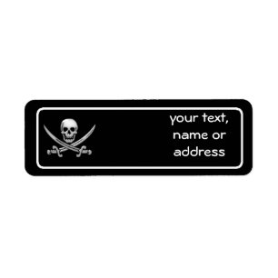 Etiqueta Calavera pirata y espadas cruzadas (TLAPD)