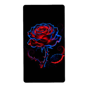Etiqueta Calcomanía de rosa azul roja brillante