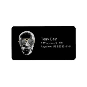 Etiqueta Calcular el cráneo vintage con gafas de sol