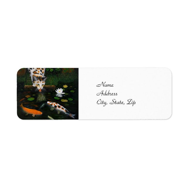 Etiqueta Calico Cat y Koi Fish (Frente)