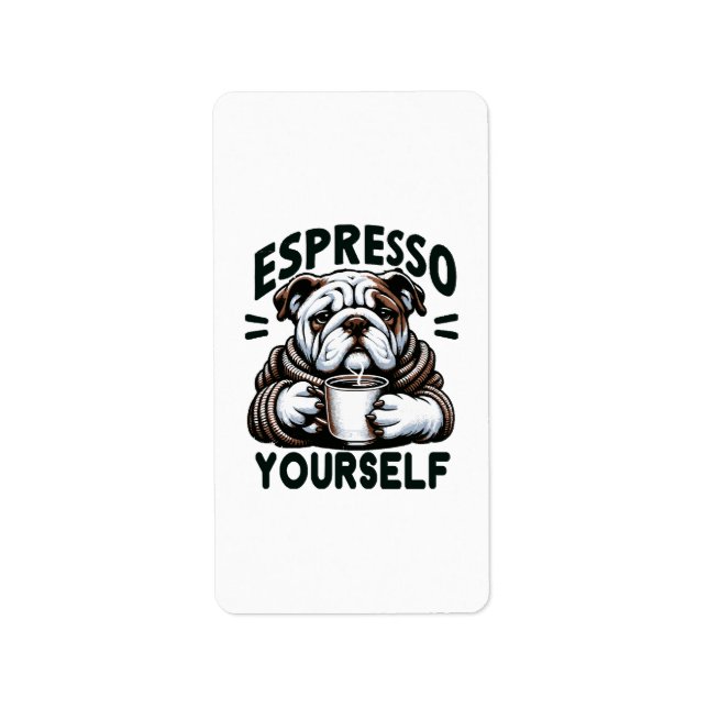 Etiqueta Cálido Bulldog Espresso - Café acogedor (Frente)