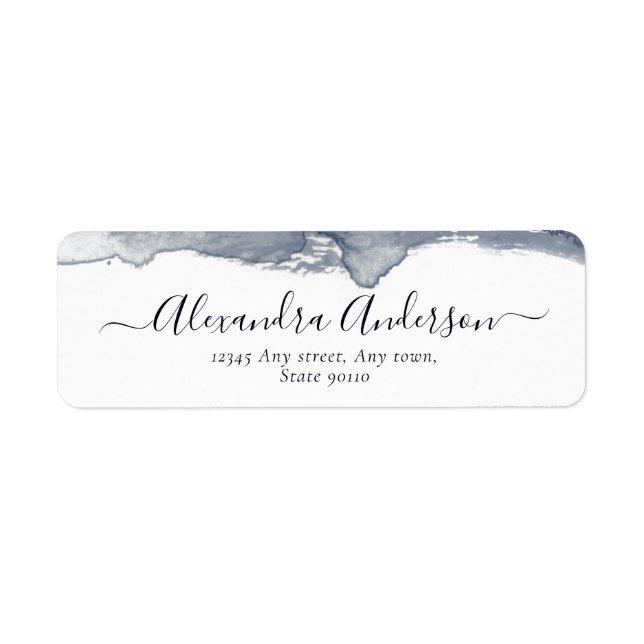 Etiqueta Caligrafía de acuarela gris moderna mínima (Frente)