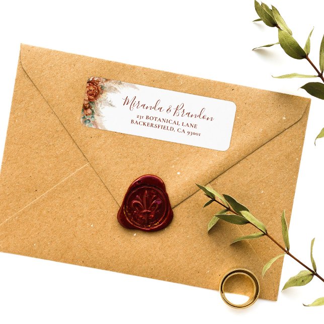 Etiqueta Caligrafía elegante floral boho romántico boda (Subido por el creador)