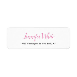 Etiqueta Caligrafía Elegante Rosa Blanco Retro