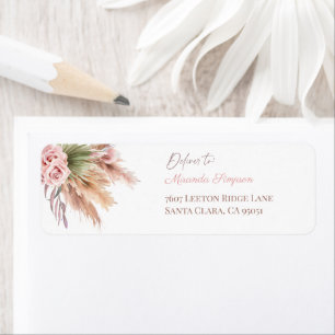 Etiqueta Caligrafía minimalista Script Boho hierba de Pampa