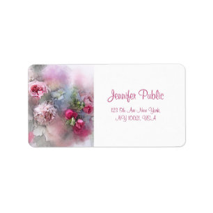 Etiqueta Caligrafía personalizada Flores acuarela