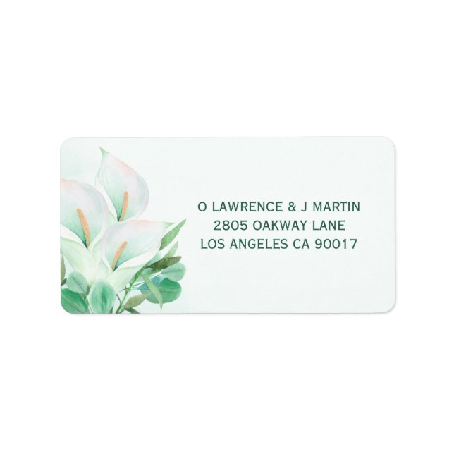 Etiqueta Calla Blanca Lilly Elegante acuarela (Frente)