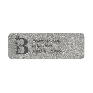 Etiqueta Calle Elegante Peonía de Plata Monograma Inicial B