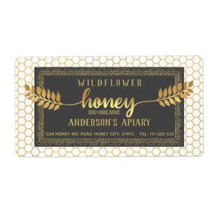 Etiqueta Calligrafía dorada rústica vintage con rama de mie