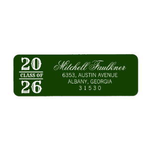 Etiqueta Calligraphy 2024 Graduation Green Return Address