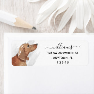 Etiqueta Calligraphy Tan Dachshund Dirección de devolución