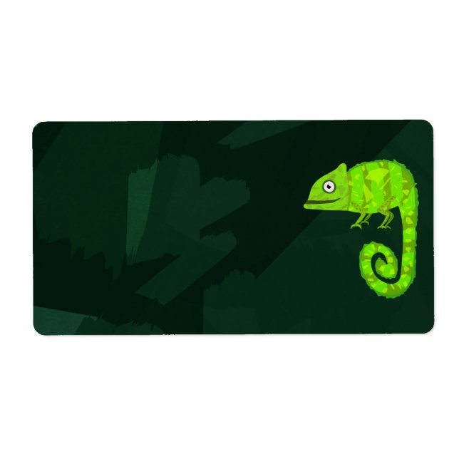 Etiqueta Camaleón lindo verde (Frente)
