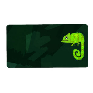 Etiqueta Camaleón verde lindo