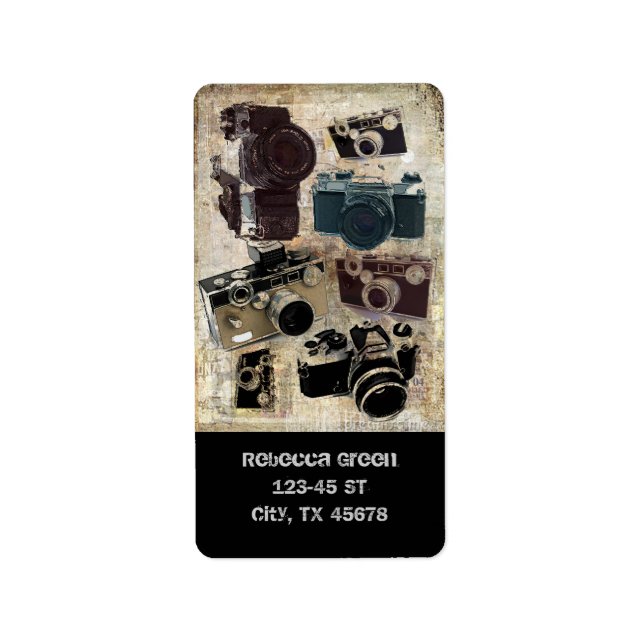 Etiqueta cámara retro de fotografía de fotógrafo con proble (Frente)