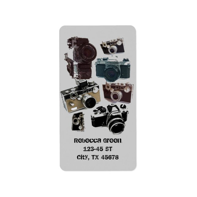 Etiqueta cámara retro de fotografía de fotógrafo con proble (Frente)
