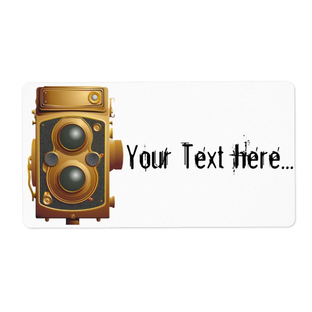 Etiqueta Cámara Steampunk antigua (Frente)