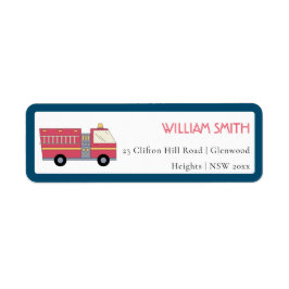 Etiqueta Camión de bomberos rojo de alarma para incendios s