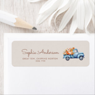 Etiqueta Camión de calabaza azul Baby Shower Fall Boy