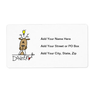 Etiqueta Camisetas y regalos de Navidad del reno Donner
