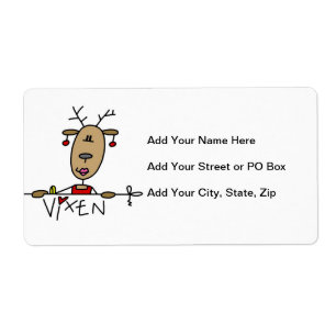 Etiqueta Camisetas y regalos de Navidad del reno Vixen