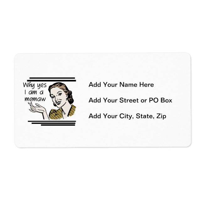 Etiqueta Camisetas y regalos retros de Memaw (Frente)