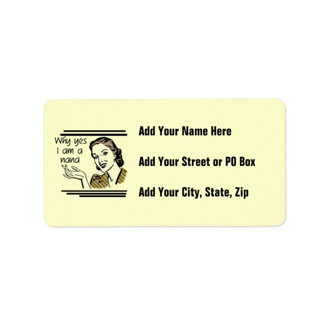 Etiqueta Camisetas y regalos retros de Nana (Frente)