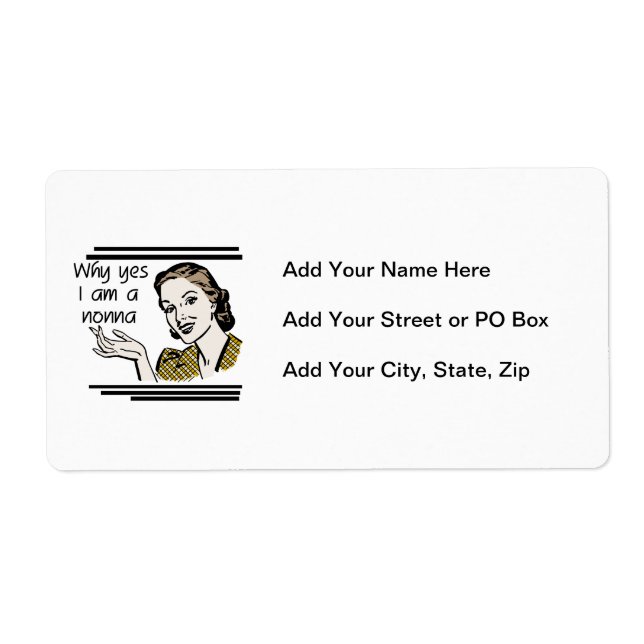 Etiqueta Camisetas y regalos retros de Nonna (Frente)