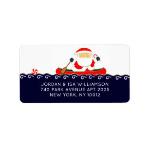 Etiqueta Camping Santa Kayaking Navidad