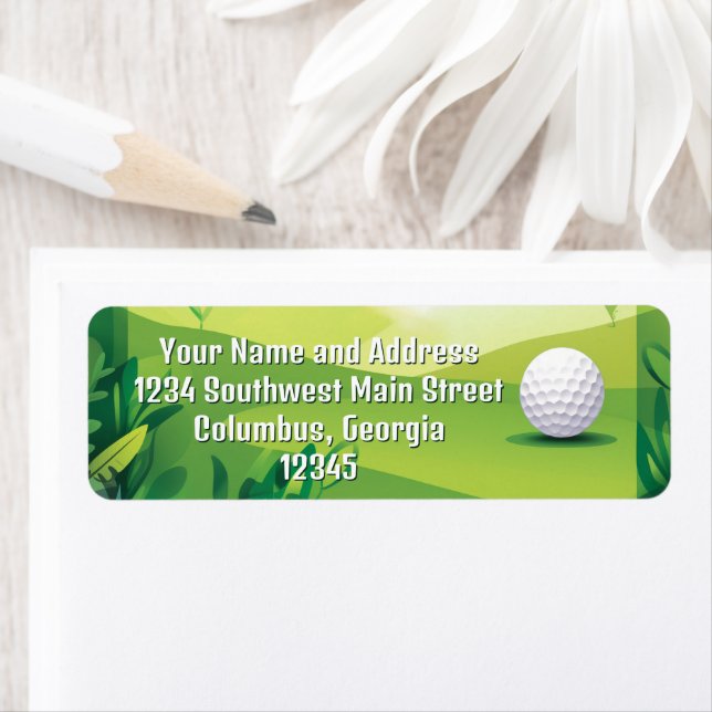 Etiqueta Campo de golf verde y bolera de golf (In situ)