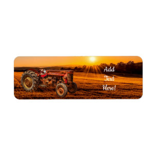 Etiqueta Campo de la granja del Tractor de la Granja Roja V