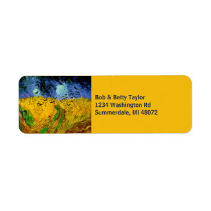 Etiqueta Campo de trigo de Vincent van Gogh con los cuervos