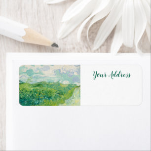 Etiqueta Campos verdes de trigo paisaje Art Van Gogh