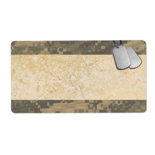 Etiqueta Camuflaje militar con banderas de perros