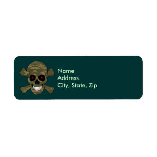 Etiqueta Camuflaje Red Oye Skull Crossbone Address Labs