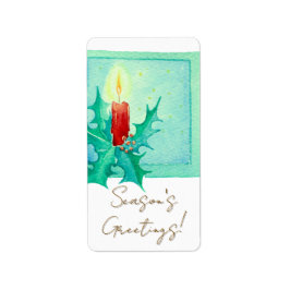 Etiqueta Candle and holly Christmas Card