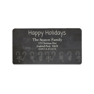 Etiqueta Candy cane chalkboard Happy Holidays address label