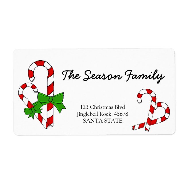 Etiqueta Candy Cane Christmas address label (Frente)
