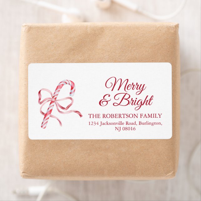 Etiqueta Candy Cane Christmas Shipping Label (In situ)