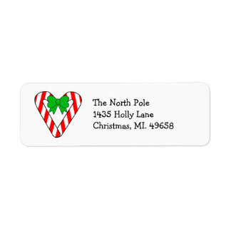 Etiqueta Candy Cane Heart Holiday