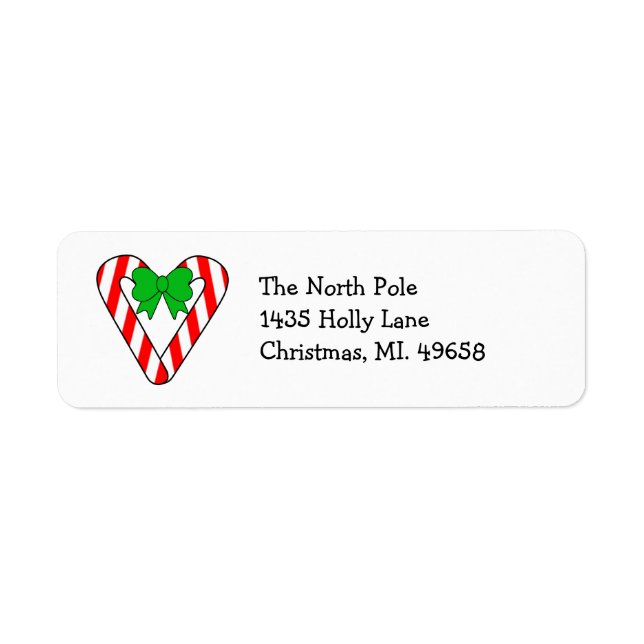 Etiqueta Candy Cane Heart Holiday (Frente)