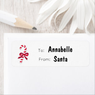 Etiqueta Candy Cane Ribbon Classic Illustration Santa Gift