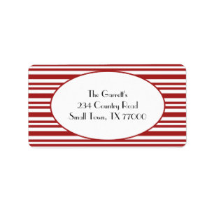 Etiqueta Candy Cane Stripe Red Navidad Dirección